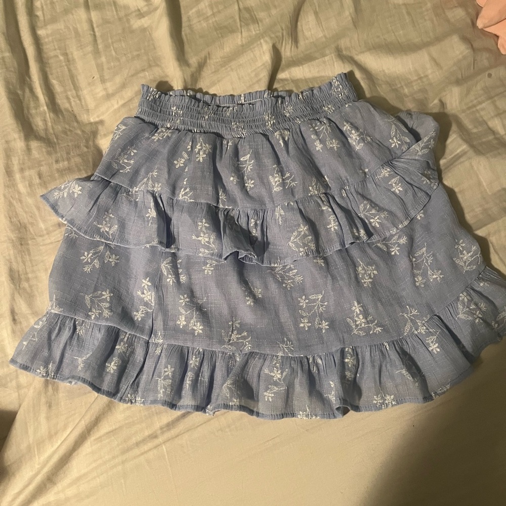 M Light Blue Skirt with Palm Trees